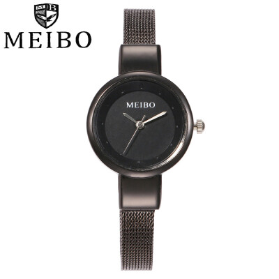 

MEIBO Fashion Women Spuer Slim Silver Mesh Belt Quartz Watch Casual Ladies Stainless Steel Watch Clock Relogio Feminino 533