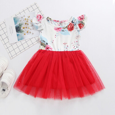 

Toddler Kid Baby Girl Short Sleeve Flower Lace Party Princess Dress Clothes