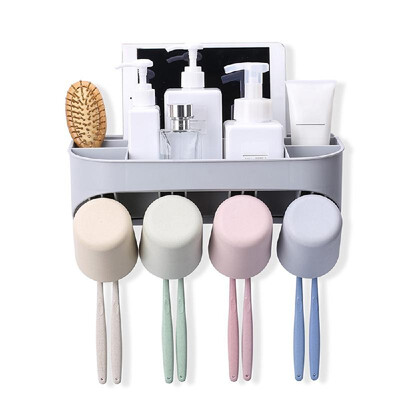 

Multi-functional Wall-mounted Toothbrush Holder & Automatic Toothpaste Dispenser Hair Dryer Rack Storage Organizer with 234 Cups