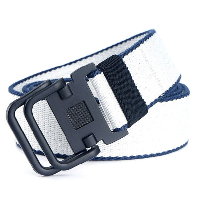 

Trend New Unisex belt Quality Canvas Double Ring Buckle Men belt Casual Alloy buckle Women belt 120cm