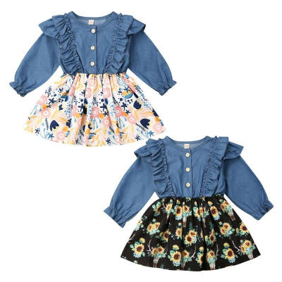 

Autumn Baby Girl Clothes Party Sunflower Tutu Dress Princess Floral Dresses