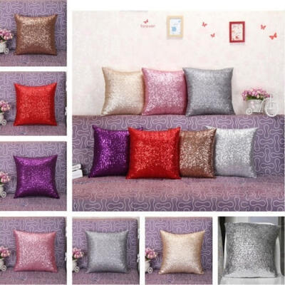 

40x40 Solid Glitter Sequins Bling Waist Cushion Cover Pillow Case Home Car Decor