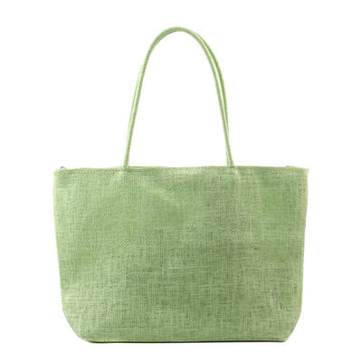 

Solid Color Shoulder Handbags Women Big Top-handle Bag Linen Shopping Totes