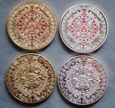 

40MM 4 pcs set Mayan calendar aztec Souvenir Coin MEDAL MEXICO CITY