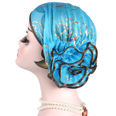 

6 Colors Muslim Women Flower Turban Hijab Hats Chemo Caps Elastic Beanie Head Wrap