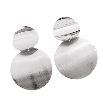 

Simple Dual Round Disc Charm Stud Earrings Fashion Women Party Jewelry Gift