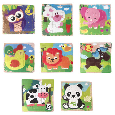 

Gotoamei 8 Pcsset Wooden Animal Puzzle Educational Developmental Baby Kids Training Toy