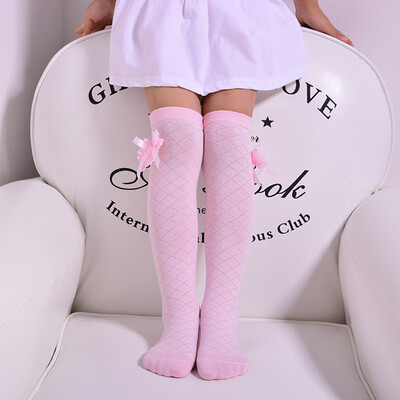 

Warmers Long Stocking Plaid Jacquard Lovely Breathable Stockings Girls Kids Lace Bowknot Knee High Socks