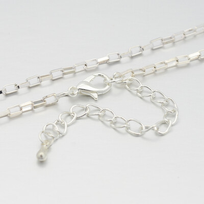 

Iron Box Chain Necklace Makings with Alloy Lobster Claw Clasps&Iron End Chains Silver 295"