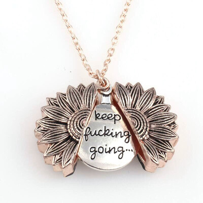 

Keep Fucking Going- Sunflower Necklace Box Golden