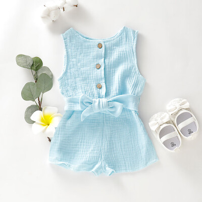 

Summer Infant Baby Boys&Girls Sleeveless Ruffles Solid Romper Jumpsuit Clothes