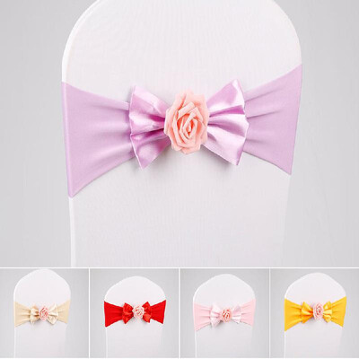 

Chair Sashes Bands Artificial Flower Chair Bows for Wedding Party Ceremony Banquet