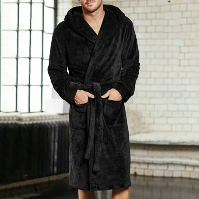 

Fashion Mens Winter Pajama Bathrobe Long Sleepwear Warm Night Robe Nightwear