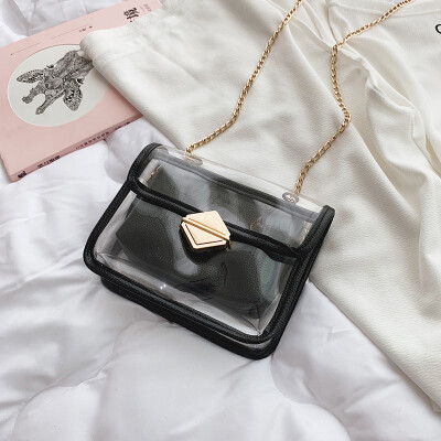 

Transparent small bag female 2019 summer latest Korean version of the rhombic chain mother-in-law Messenger bag ins super fire small fragrance