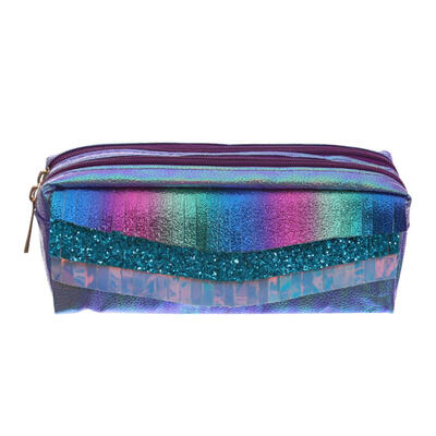 

Laser Litchi Pattern Makeup Bags Women Portable PU Leather Pen Bags Clutch