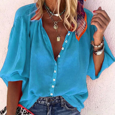 

Starmoon Womens Fashion Winter Solid Color Long-Sleeved V-Neck Button Blouse