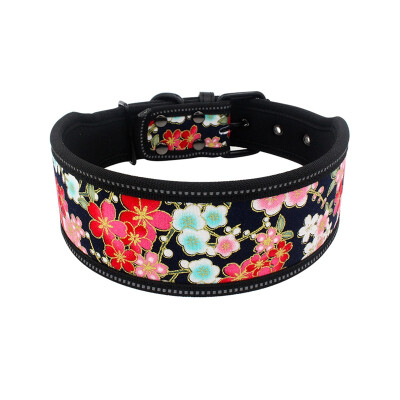 

Reflective Nylon Dog Collar Fashion Printed Adjustable Pet Collars For Medium Large Dogs Pitbull  M L