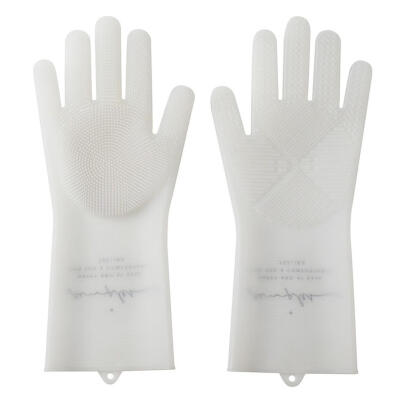 

Silicone Scrub Cleaning Gloves Household Dish Washing Mittens with Brush