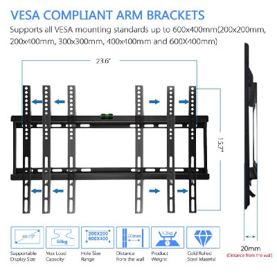 

Plasma LCD LED 3D TV Universal Wall Mount Bracket for Most 40 42 46 47 48 50 52 55 60 62 65 70 Inch LCD LED Plasma Television