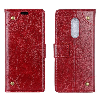 

MOONCASE Nokia 71 Plus Nokia X7 copper buckle nappa leather case - wine red