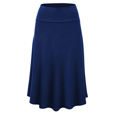 

Gobestart Women Plus Size Solid Flare Hem High Waist Midi Skirt Sexy Uniform Pleated Skirt