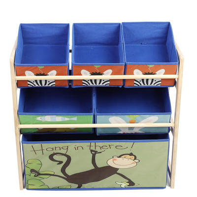 

Greensen Blue Cartoon Animal Kids Storage Rack Wooden Toy Storage Shelf