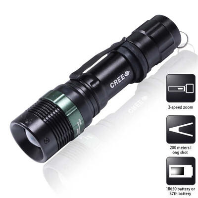 

Super Bright Flashlight 350LM Zoomable Tactical Torch Light With 3 Light Modes