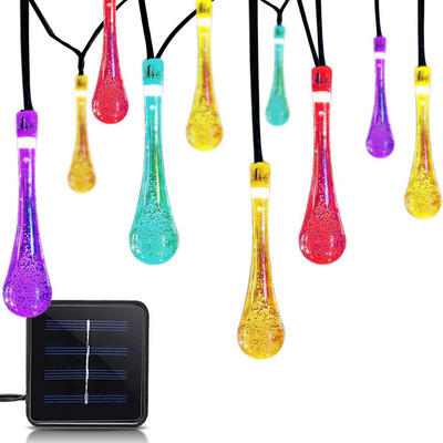 

Gobestart 6m With 30 ABS LED Water Drop Solar Color Waterproof Light For GardenPatioHome
