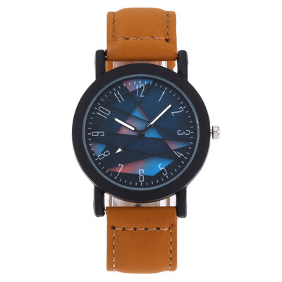 

2018 Unique Dial Design Watch Leather Wristwatches Fashion Creative Watch Women Men Quartz Watch Relogio Feminino Hot Sale &Ff
