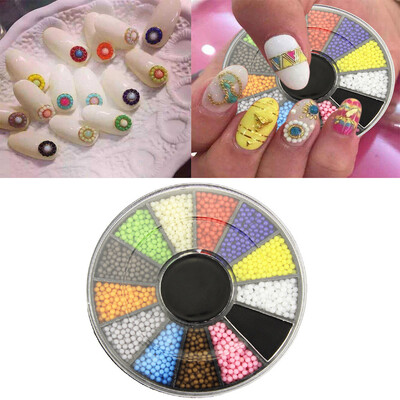 

Toponeto Nail Art Decorations Wheel Beads Pearls Caviar 12 Colors Manicure Nailart DIY