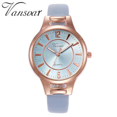 

Vansvar Ladies Clock Quartz Wristwatches Reloj Casual Leather Thin Band Hours Watch Fashion Luxury Ladies Woman Watches 533