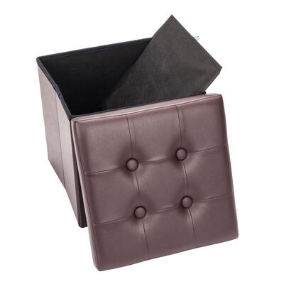 

Folding Leather Footstool Sofa Ottoman Bench Footrest Box Faux Seat Storage