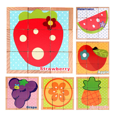 

Gotoamei Children Wooden 9 Blocks Six Sides Building Blocks Dimensional Puzzle