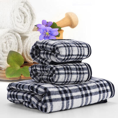 

Greensen Ultra Absorbent And Eco-Friendly Natural Towel Sets For Bathroom Blue Plaid Shower Towel