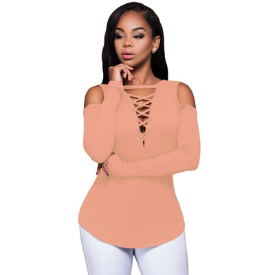 

V-neck cross tie ribbed slim multi-size top