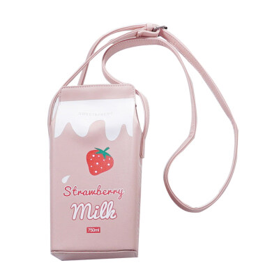 

Creative Milk Box Mini Shoulder Bag Kids Girls Cute Phone Cash Holder Pouch