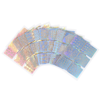 

12pcsset Nail Manicure Stickers Mixed Patterns French Nail Hollow Grid Stencil Stamping Template Nail Art Tools