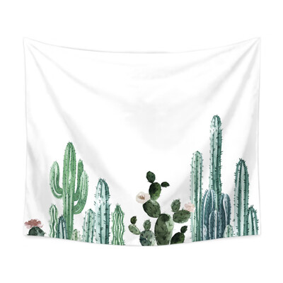 

Watercolor Cactus Printed Tapestry Polyester Fabric Hippie Bohemian Print Home Decor Wall Hanging Tapestry Beach Throw Blanket