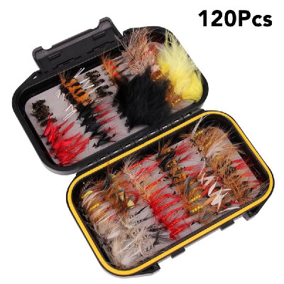 

4072100120pcs Fly Fishing Flies Trout Lures Flies Artificial Fishing Lures Bait with Waterproof Fly Box