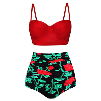 

Saidsome Sexy Womens High Waist Printed Bikini Set Swimwear Beach Swimsuit Monokini