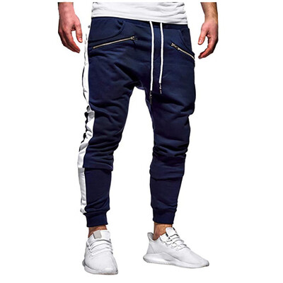 

Gobestart Men Zipper Pure Color Overalls Casual Pocket Sport Work Casual Trouser Pants