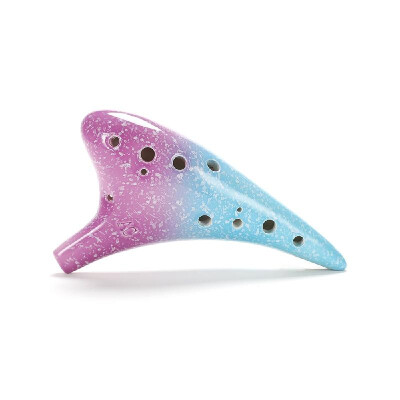 

12 Holes Ceramic Ocarina Alto C Starry Style Musical Instrument with Lanyard Music Score Protective Bag For Music Lover&Learne