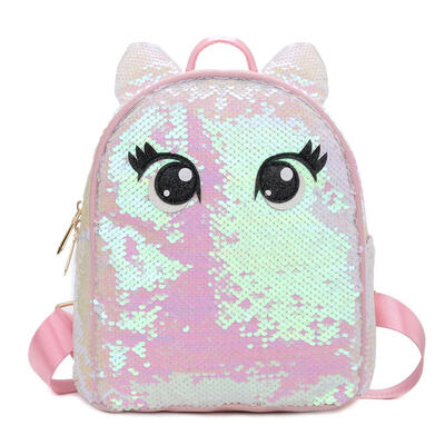 

Cute Eyes Print Small Backpacks Preppy Women Sequins Shoulder School Bags