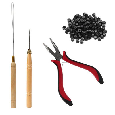 

Gobestart Feather Hair Extension TOOL KIT Micro Ring Hair Extension Pliers Pulling Hook