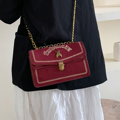 

Advanced sense bag female bag 2019 new fashion scrub shoulder bag popular Messenger bag wild ins chain bag