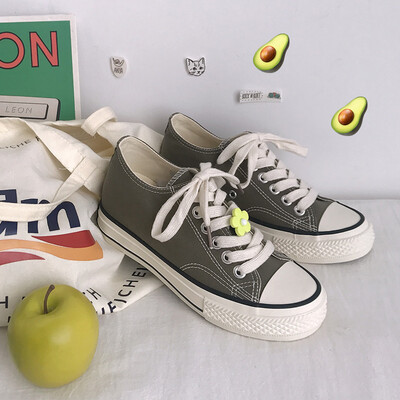 

Increased canvas shoes female 2019 New summer net red super fire retro port style Korean version students 100 damp shoes