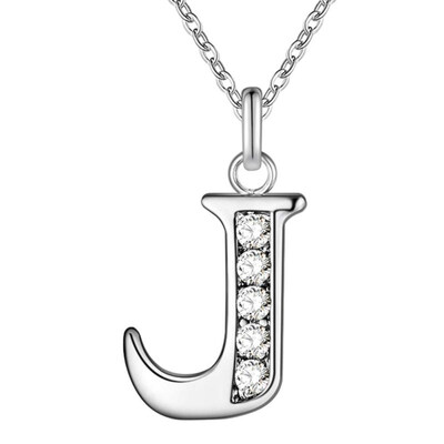

Simple Shiny Zircon 26 English Letters Pendant Women Men Thin Necklaces Jewelry
