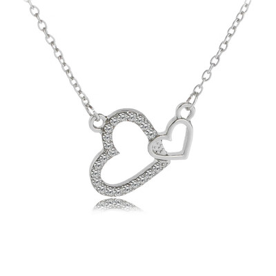 

Woman jewelry Girl Ladies Gifts Rhinestone Crystal Double Hearts Female Necklace Romantic Cute Drilling