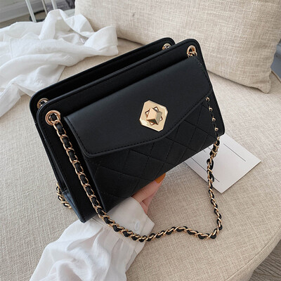 

Bag female new fashion rhombic chain single back Messenger bag wild lock small square bag tide
