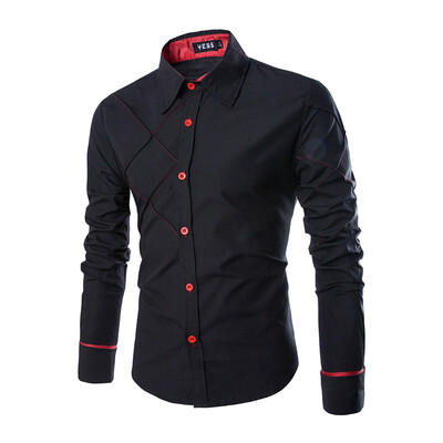 

New Men\ Long-Sleeved Shirt Casual Plaid Design A Unique Personality Personalized Shirt